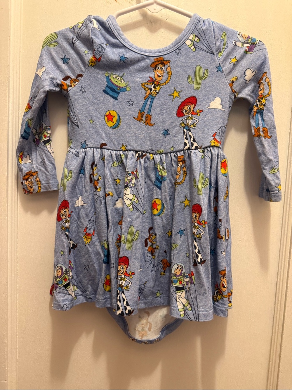 Little Sleepies Light Blue Toy Story Print Bodysuit Dress